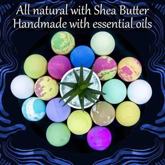 Bath Bombs for Men, Gift Set of 18 Scented Organic Handmade Bath Bombs of 2.5 oz